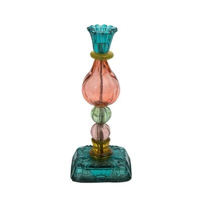 byroom Kerzenständer recyceltes Glas, multicolor, Türkis, Orange, Pink, medium