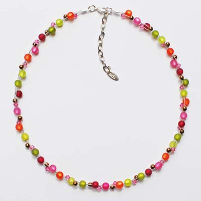 Polarisperlen Kette kleine Perlen Neongrün -Olive-Orange-Pink-Himbeerfarben