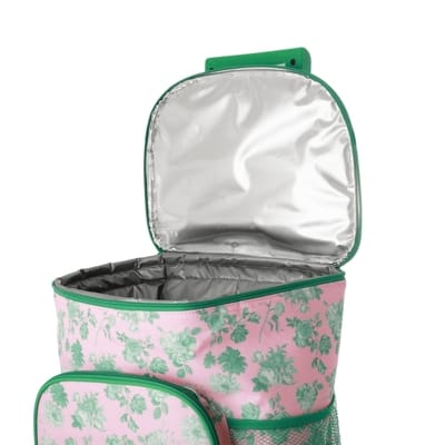 RICE Kühltasche mit Rollen, Cooler Bag, Pink-Green Rose Print