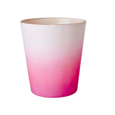 RICE Teelichthalter zweifarbig aus Glas Lavendel-Weiß