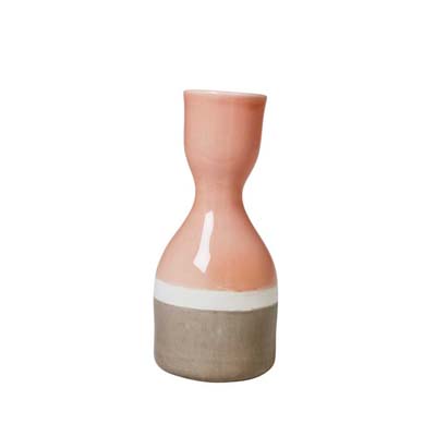 RICE Portugal Keramik Vase, handlasiert, Two Tone, Beige/Koralle