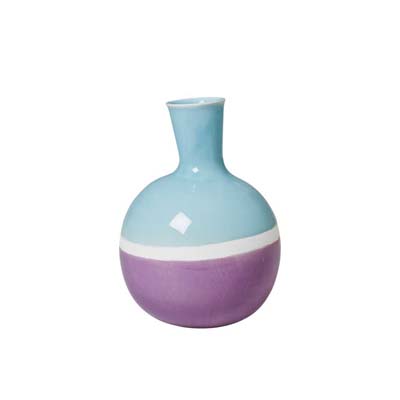 RICE Portugal Keramik Vase, handlasiert, Two Tone, Lila/Blau