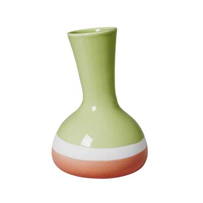 RICE Portugal Keramik Vase, organic shape,  Two Tone, Grün/Koralle