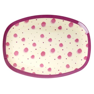 RICE Melamin Tablett Frühstücksteller Pink Watercolor Splash Print 