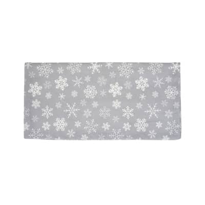Krasilnikoff Stoff Serviette weiße Schneeflocken, grau 40x40
