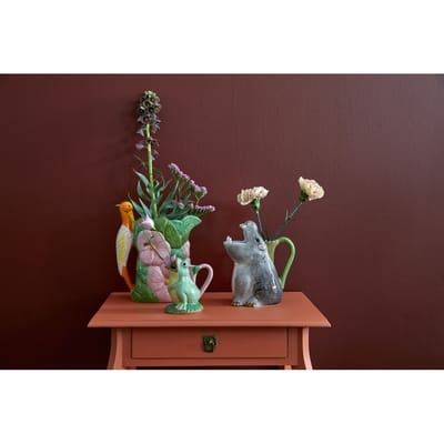 RICE Keramik vase Pelikan und Blumen, Ceramic Vase in Flower Shape