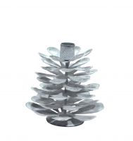 Krasilnikoff Kerzenständer Zapfenform, verzinkt, weiß 13 cm