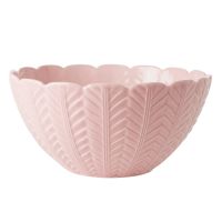 RICE Portugal Keramik Salat-Schüssel mit Wellenrand, Embossed, Pink