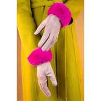Powder Design Handschuhe Bettina, Faux Suede Gloves in Flieder/Fuchsia