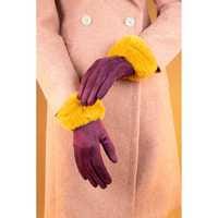 Powder Design Handschuhe Bettina, Faux Suede Gloves in Damson/Mustard