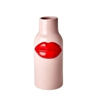 RICE Keramik Vase, Kussmund, kirschrote Lippen, groß